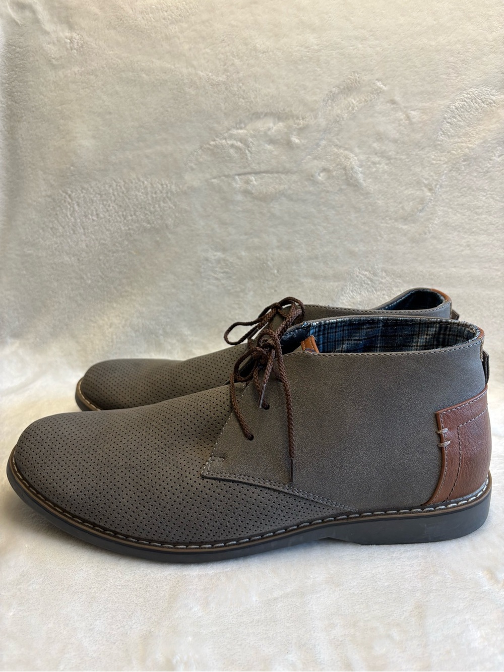 GEORGE MENS GREY ANKLE TOP SHOES SIZE 11 CASUAL DRESS MEMORY FOAM FORMAL